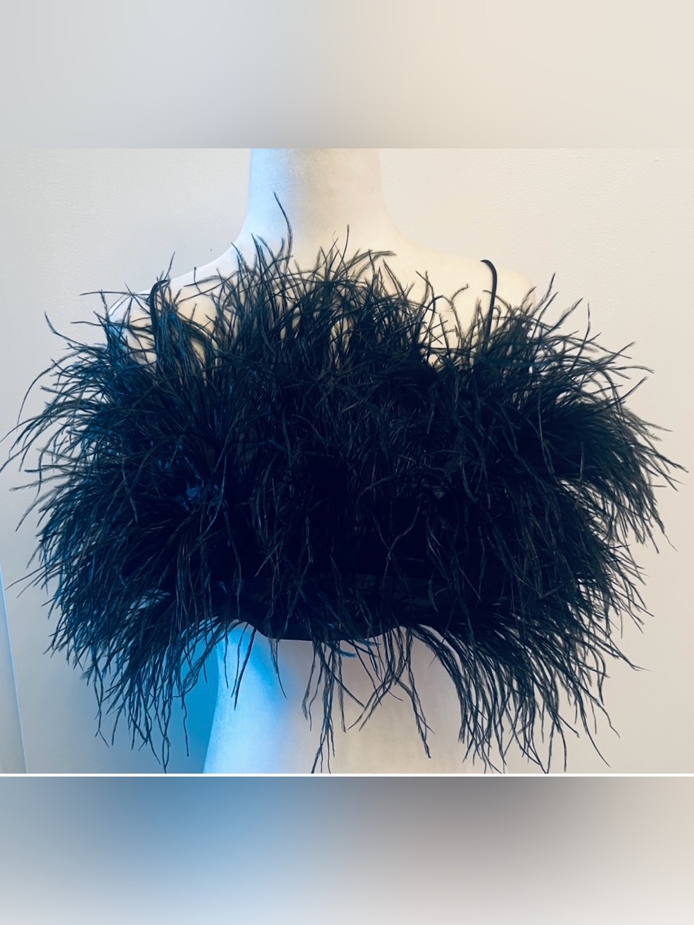 Feather camisole crop top in black size S/M